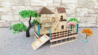 How To Make A Small Popsicle Stick Cottage House - School Project