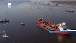 В порту Дудинки причалы до сих пор остаются под водой из-за паводков