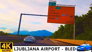 Driving in Slovenia 3: from Ljubljana Airport (Brnik) to Bled - 4K Car Highway Ride