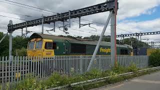 66507 passes through Swindon on a container train, 15th July 2020