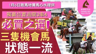 【賽馬貼士】1月6日 獨贏過關3串4｜必買之選！｜三隻機會馬 狀態一流！