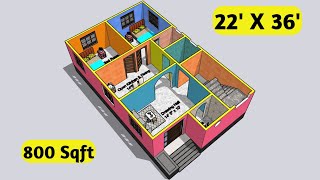 22x36 House Plan || 22 x 36 Ghar ka Naksha || 22 * 36House design || 800 sqft