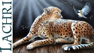 Speed painting  surreal Cheetah oil over acrylic - Time Lapse  demo by Lachri