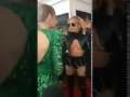 Lady Gaga goes up to Celine for a hug and kiss :)