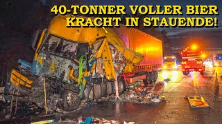 [40-TONNER VOLLER BIER KRACHT IN STAUENDE] MASSIVE ZERSTÖRUNG AUF A2 | FEUERWEHR | BERGUNG | KRAN