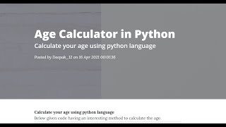Calculate your age using Python Language #AgeCalculator#PythonProgram