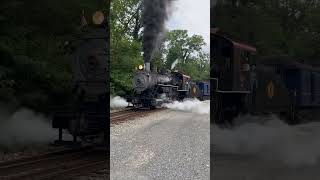 Wilmington and Western’s steam locomotive #58 puts on a show as it departs Greenbank Station 7/4/24