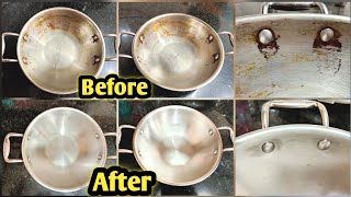 How to remove Rainbow stains from Stainless Steel Cookware | How to remove heat tint from steel