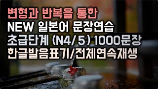 NEW 일본어 문장 연습 [초급레벨 1000문장] N5/N4레벨 수준 1000문장 (전체 연속재생 풀버전) #변형반복을통한자동학습 #초급일본어 #생활일본어회화