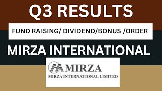 mirza international Q3 Results 2025 | mirza international Results Today | mirza Share Latest News