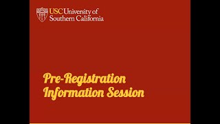 Pre-Registration Information Session Recording