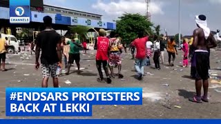 Lekki Shooting: #EndSARS Protesters Back At Lekki Toll Plaza