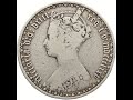 1875 Florin Gothic Queen Victoria Coin Great Britain Two Shillings Silver Die Number 86