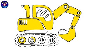 How to draw Excavator step by step for kids | Digger Drawing #drawandcolor