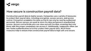 Securing Construction Payroll Data