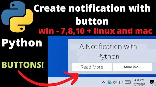 How to make a notification with button using python | python link-notify package by Prog Bits