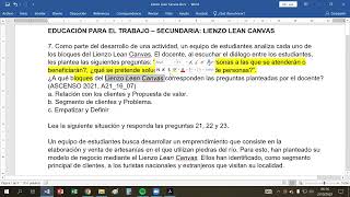 Especialidad Educación para el Trabajo (EPT): Lienzo Lean Canvas