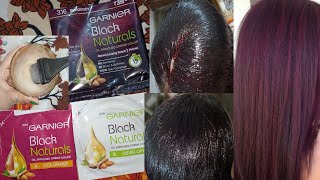 Garnier Black Naturals Burgundy Hair Colour || #Garnierhaircolor #youtubeshorts #haircolorathome