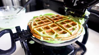 Green Pandan Waffles Recipe (Vietnamese Snack Bánh Kẹp Lá Dứa)