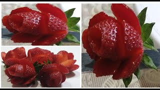 فراولة على شكل وردة🍓🌹strawberry rose