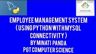 Employee Management System (Using Python With Mysql Connectivity)| Python Project with source Code