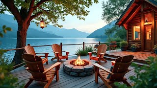 Lakeside Serenity: Warm Fire Pit and Calming Nature Sounds for Relaxation, Study, Working