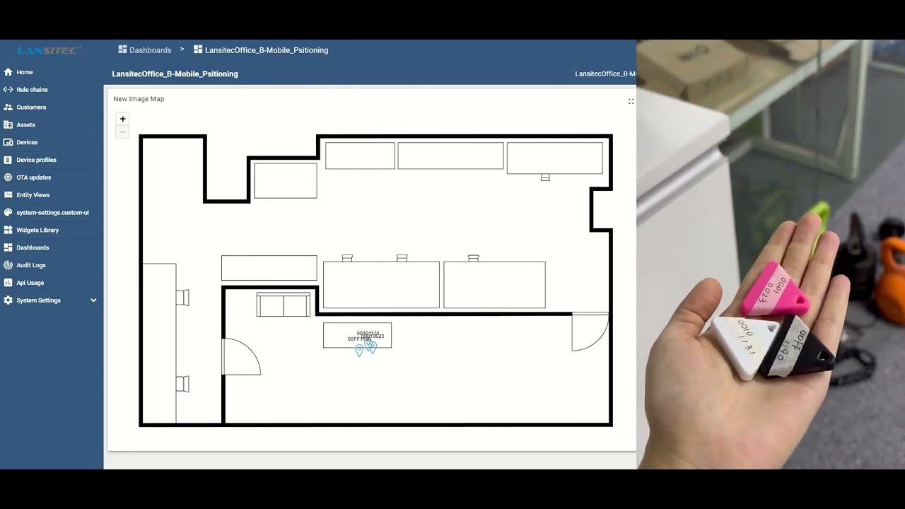 Lansitec B Mobile Tracking Solution Office Demonstration Positioning