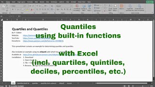 Excel - Quantiles and Quartiles (built-in functions)
