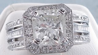 3.29 ctw Radiant Cut I SI2 Diamond Engagement Ring - BigDiamondsUSA