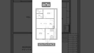 24*34 SOUTH FACE HOUSE PLAN.