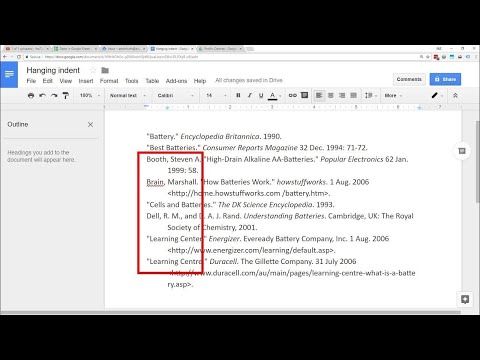 Google Docs – Hanging Indent