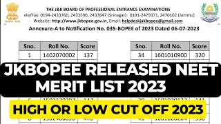 jkbopee neet update|jkbopee released neet merit list roll no. wise 2023| how to check|high or low🤯