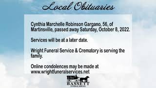 Obits for October 12, 2022