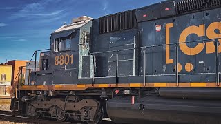 Ex Conrail SD40-2 CSX 8801 Leads W021 Loaded Rail Train With Killer Hornshow!