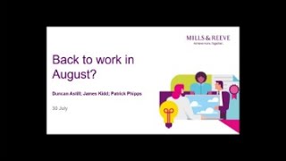 Preparing for a safe return to work - 30 July 2020