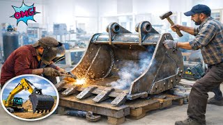 Unbelievable Expert Building a 1.2 Ton Excavator Bucket from Scrapped Ship Metal | Incredible