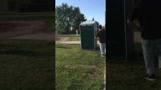 KNOCKING OVER PORTA POTTIES WHEN GUY INSIDE REALLY FUNNY