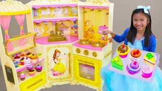 Wendy Pretend Play BAKING Donuts & Cupcake toys with DISNEY Princess Belle Kitchen