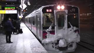 JR弘前駅　奥羽本線 秋田行き発車【701系・1672M】　2018.12.28