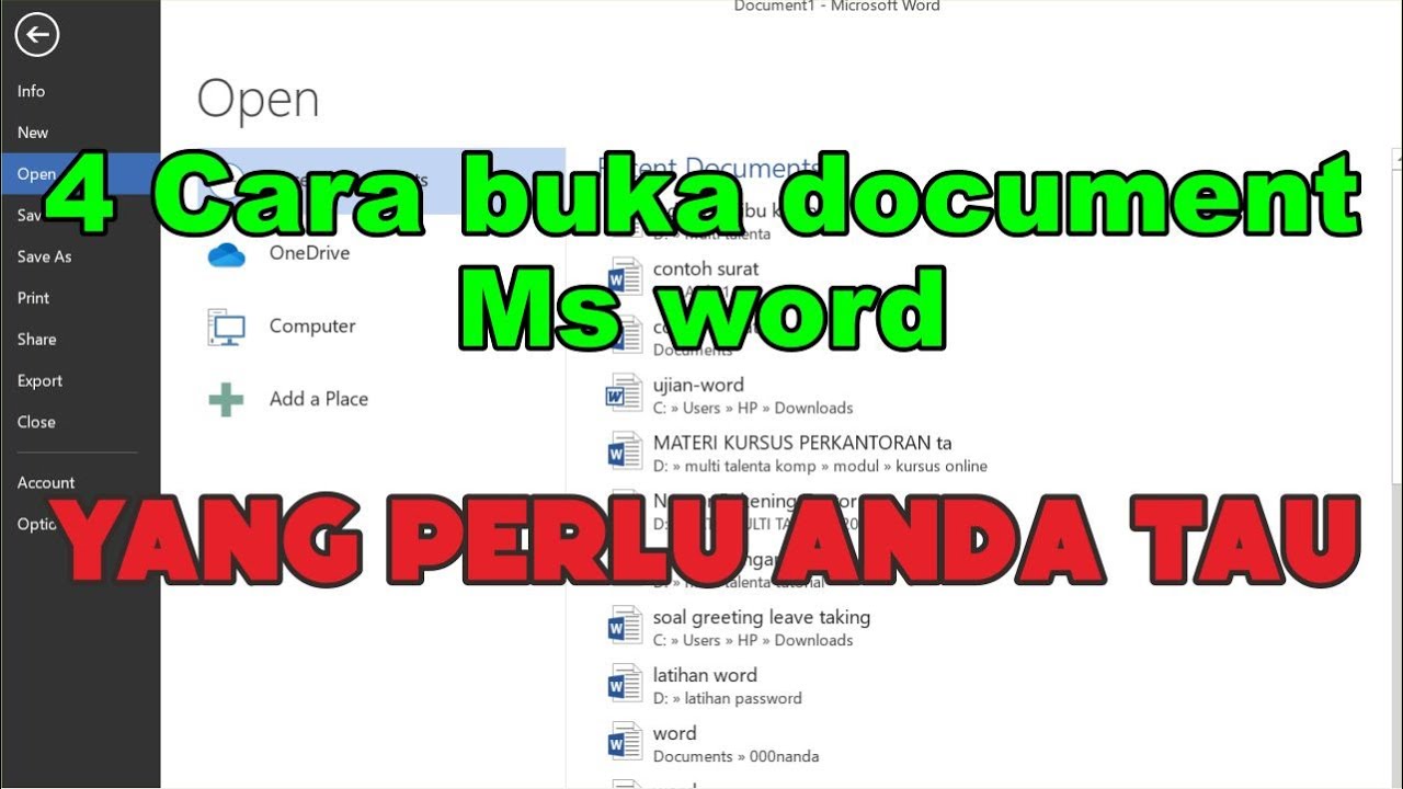 4 Cara Membuka File Document Ms Word - YouTube