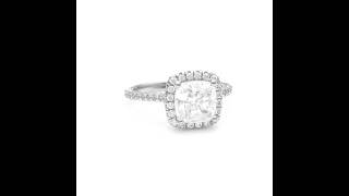 Downton Abbey 3 3/4ctw Cushion Lab Grown Diamond Halo White Gold Engagement Ring - Lady Edith