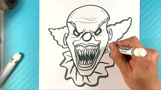 How to Draw SCARY CLOWN ART