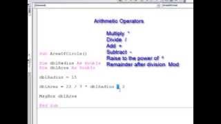 8. Introduction to Programming with VBA - More Arithmetic Operators