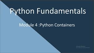 4. Python Fundamental. Containers or Complex data types