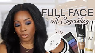 FULL FACE USING E.L.F. COSMETICS | WEARABLE *BLUE* FULL COVERAGE SPRING MAKEUP 2021 | Andrea Renee
