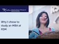 Why I chose to study at an MBA at RSM