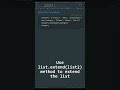 Python Extend List #shorts #programming #coding #python