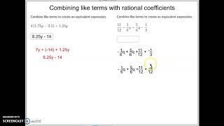 Combining like terms with rational coeffifients