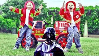 Little Heroes 3 - Firemen with their Fire Engine Teaching Darth Vader a Few Lessons