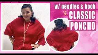 WITH NEEDLES and HOOK - Classic Poncho / how to make - EASY AND FAST - BY LAURA CEPEDA